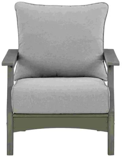 Outdoor Lounge Chair with Slatted Design and Cushions, Set of 2, Gray-Benzara