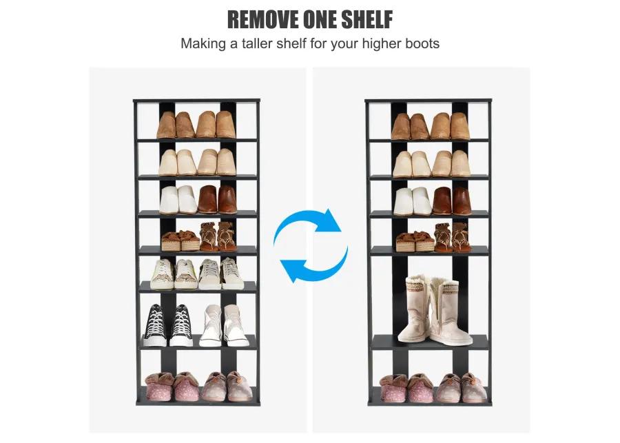 7-Tier Dual Shoe Rack Free Standing Shelves Storage Shelves Concise