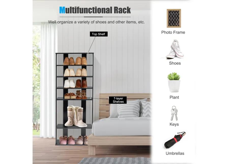 7-Tier Dual Shoe Rack Free Standing Shelves Storage Shelves Concise