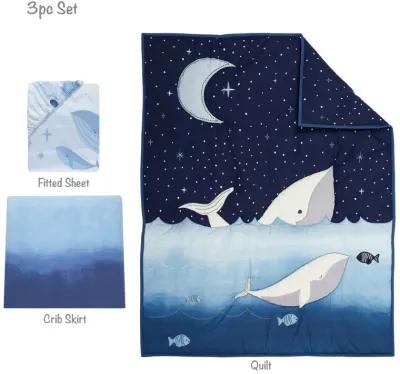 Lambs & Ivy Bubbles & Squirt 3-Piece Whale/Ocean Aquatic Baby Crib Bedding Set