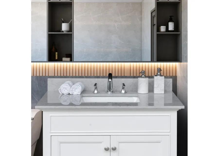 31 Inches Bathroom Stone Vanity Top Calacatta Engineered Marble With Undermount