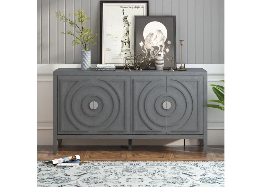 Merax Retro Circular Groove Door Sideboard