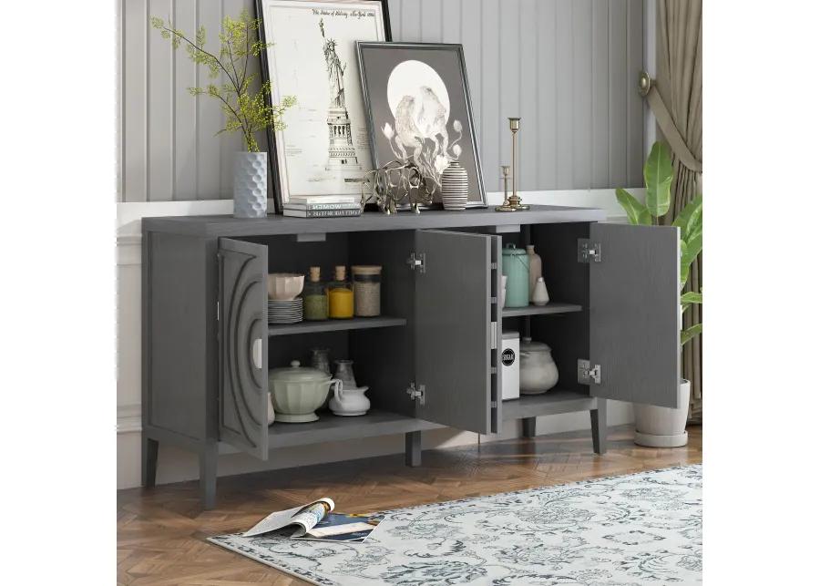 Merax Retro Circular Groove Door Sideboard