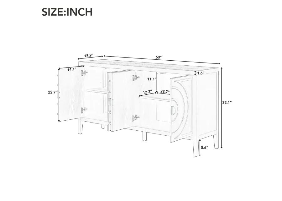 Merax Retro Circular Groove Door Sideboard