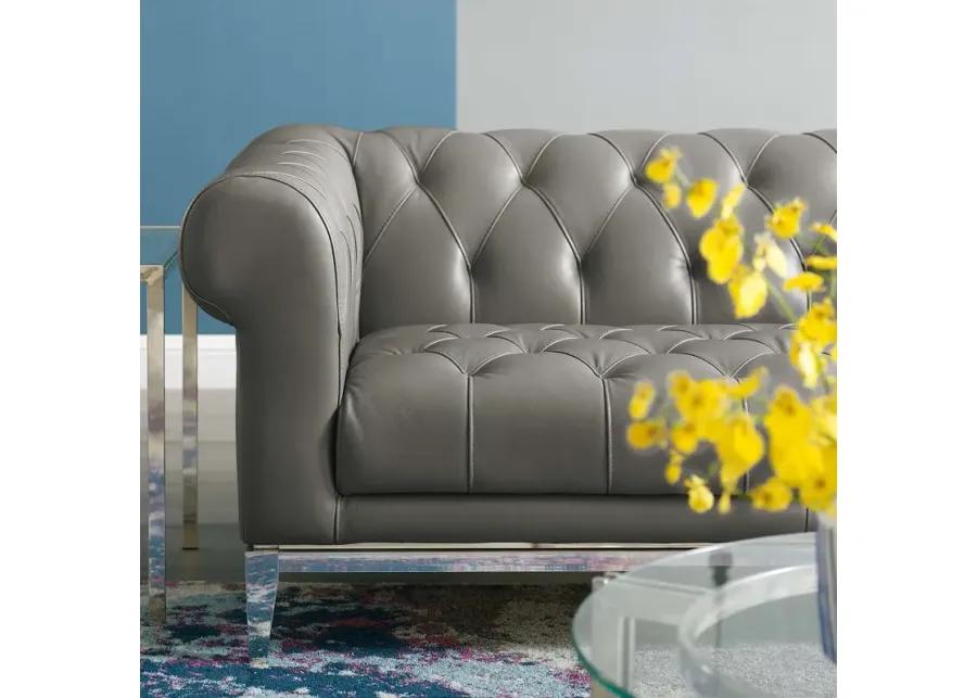 Idyll Tufted Button Upholstered Leather Chesterfield Loveseat