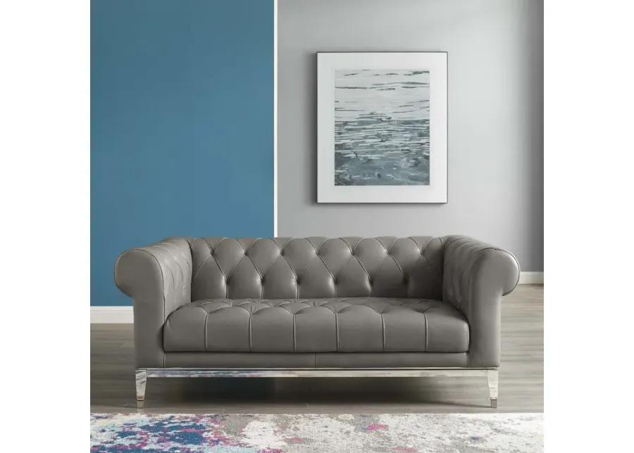 Idyll Tufted Button Upholstered Leather Chesterfield Loveseat