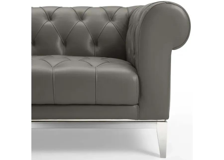 Idyll Tufted Button Upholstered Leather Chesterfield Loveseat