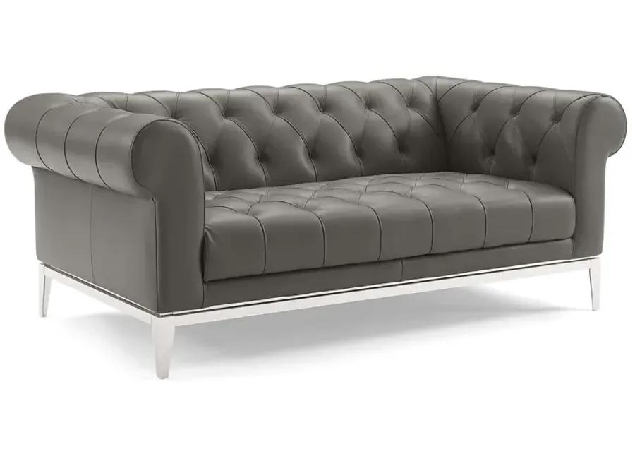 Idyll Tufted Button Upholstered Leather Chesterfield Loveseat