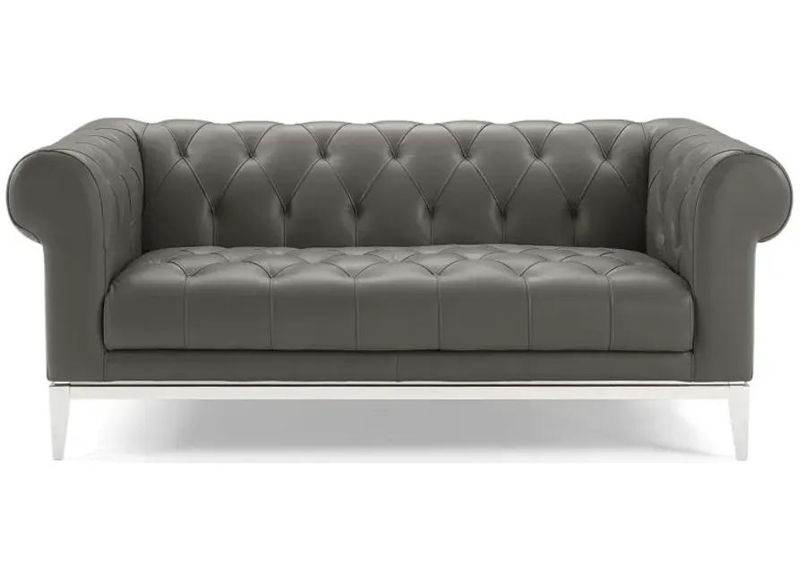 Idyll Tufted Button Upholstered Leather Chesterfield Loveseat