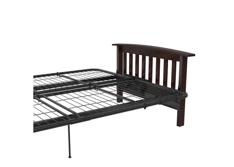 Elbi Full Size Wood Arm and Black Metal Futon Frame