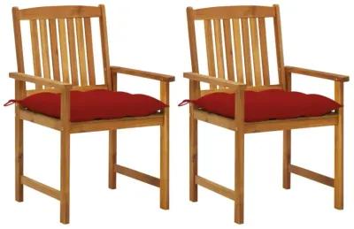 vidaXL Patio Chairs with Cushions 2 pcs Solid Acacia Wood