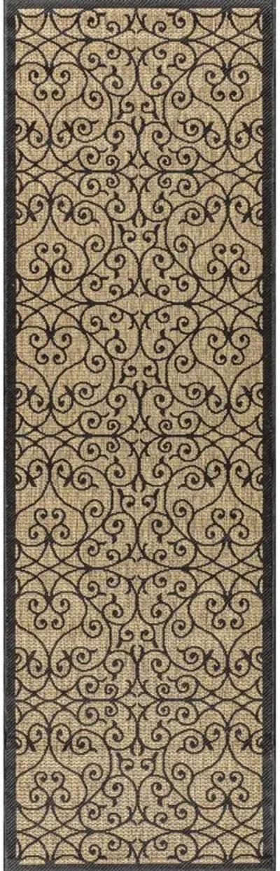 Madrid Vintage Filigree Textured Weave Indoor/Outdoor Runner Rug