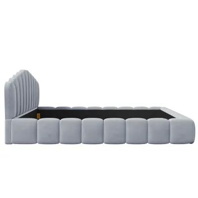 Merax Velvet Bed Frame with Shell-Shaped Headboard