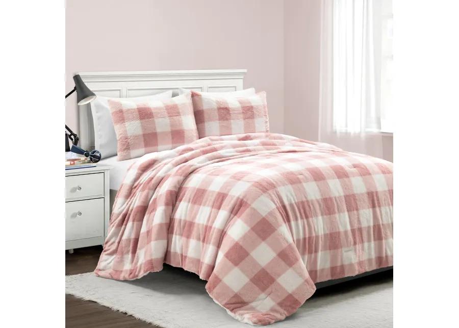 Plaid Ultra Soft Faux Fur Light Weight All Season Kids Back To Campus Comforter 2-Pc Set