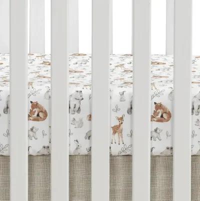 Lambs & Ivy Painted Forest 4-Piece Crib Bedding Set - Gray, Beige, White