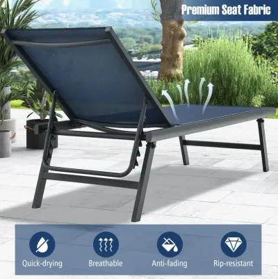 3 Pieces Patio Chaise Lounge Chair and Table Set for Poolside Yard