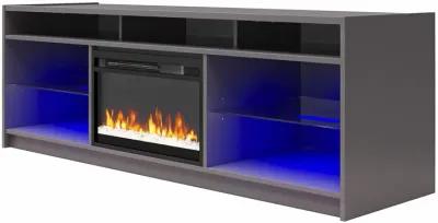 Ameriwood Home Luna Fireplace Space Heater TV Stand for TVs up to 75", Graphite Gray