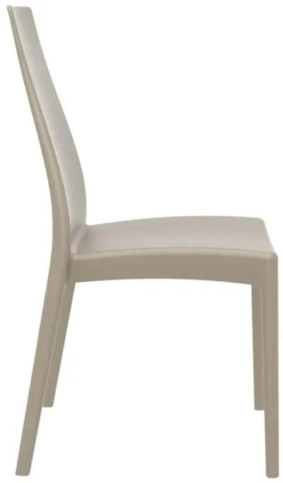 37" Taupe Outdoor Patio Solid High Back Dining Chair