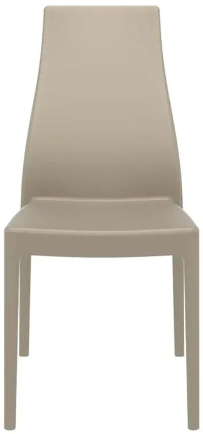 37" Taupe Outdoor Patio Solid High Back Dining Chair