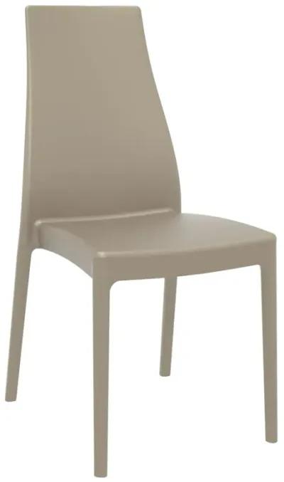 37" Taupe Outdoor Patio Solid High Back Dining Chair