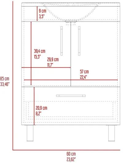 Clifton 2-Door Rectangle Single Bathroom Vanity White