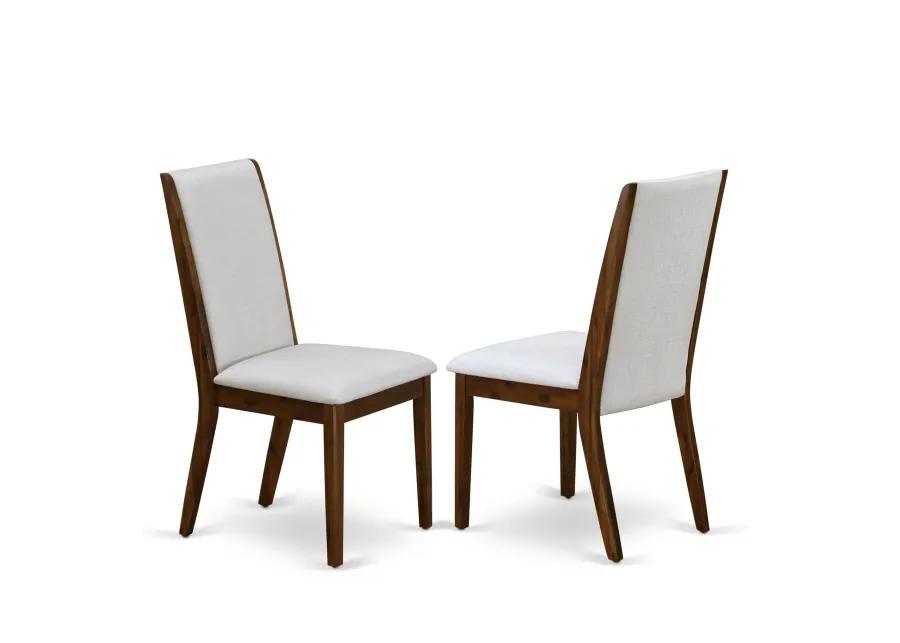 East West Furniture East West Furniture DMLA3-AWA-05 3 Piece Modern Dining Table Set Contains 1 Drop Leaves Dining Room Table and 2 Grey Linen Fabric Upholstered Chair with High Back - Acacia Walnut Finish