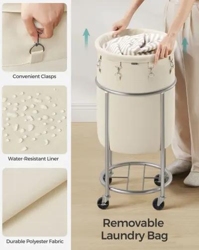 Laundry Basket with Wheels and Removable Bag, Steel Frame, 4 Casters and 2 Brakes