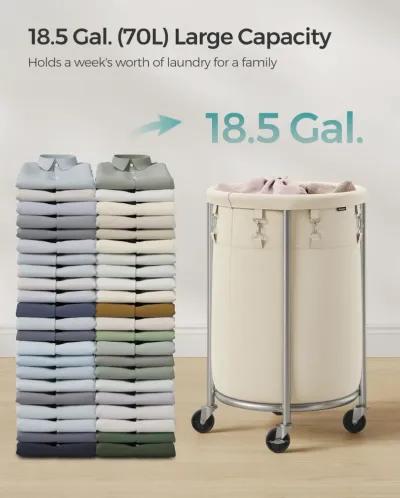 Laundry Basket with Wheels and Removable Bag, Steel Frame, 4 Casters and 2 Brakes