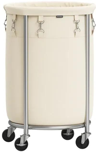 Laundry Basket with Wheels and Removable Bag, Steel Frame, 4 Casters and 2 Brakes