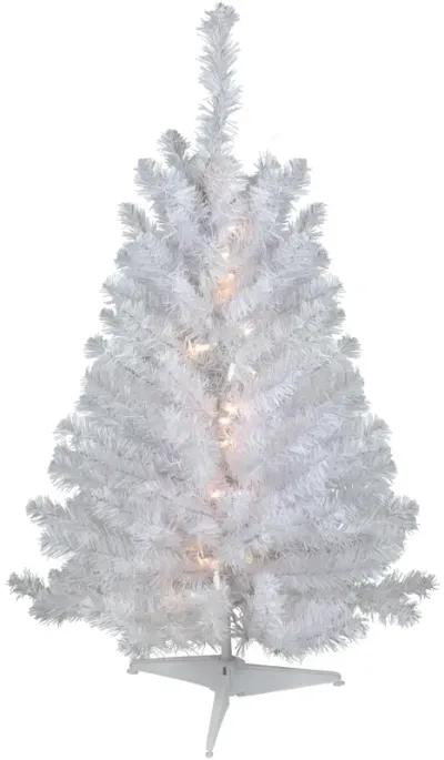 3' Pre-Lit LED Snow White Medium Artificial Christmas Tree - Clear Lights