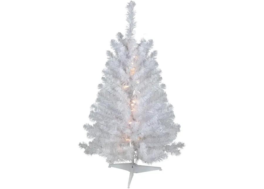 3' Pre-Lit LED Snow White Medium Artificial Christmas Tree - Clear Lights