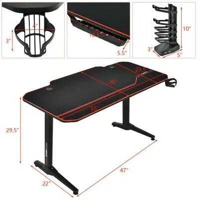 55 Inch Gaming Desk with Free Mouse Pad with Carbon Fiber Surface