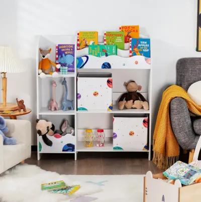 Kids Toy and Book Organizer Children Wooden Storage Cabinet with Storage Bins