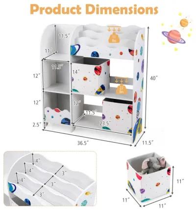 Kids Toy and Book Organizer Children Wooden Storage Cabinet with Storage Bins