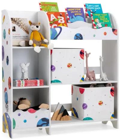 Kids Toy and Book Organizer Children Wooden Storage Cabinet with Storage Bins