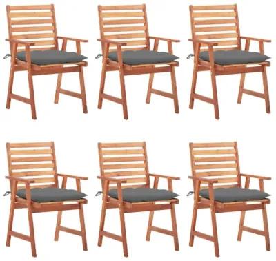 vidaXL Outdoor Dining Chairs 6 pcs with Cushions Solid Acacia Wood