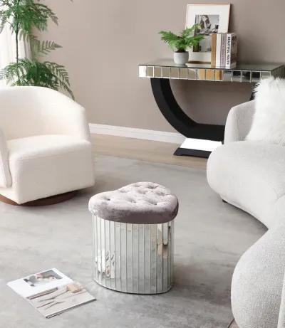 Decor Brownish Gray Heart Shape Velvet Upholstered Ottoman