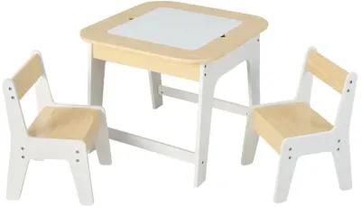 Kid's Table and Chairs Set with Double-sized Tabletop