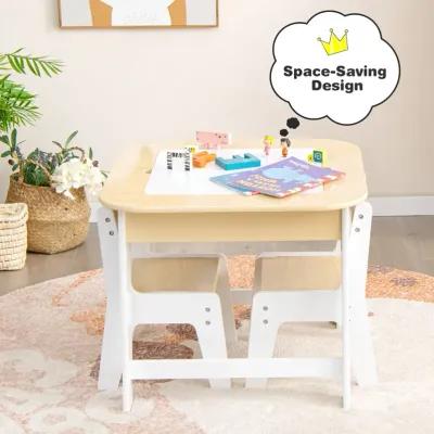 Kid's Table and Chairs Set with Double-sized Tabletop