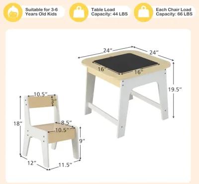 Kid's Table and Chairs Set with Double-sized Tabletop