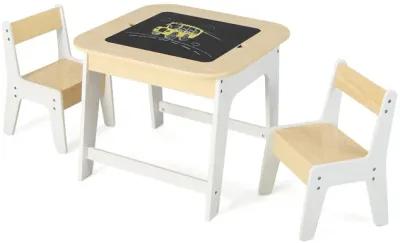 Kid's Table and Chairs Set with Double-sized Tabletop