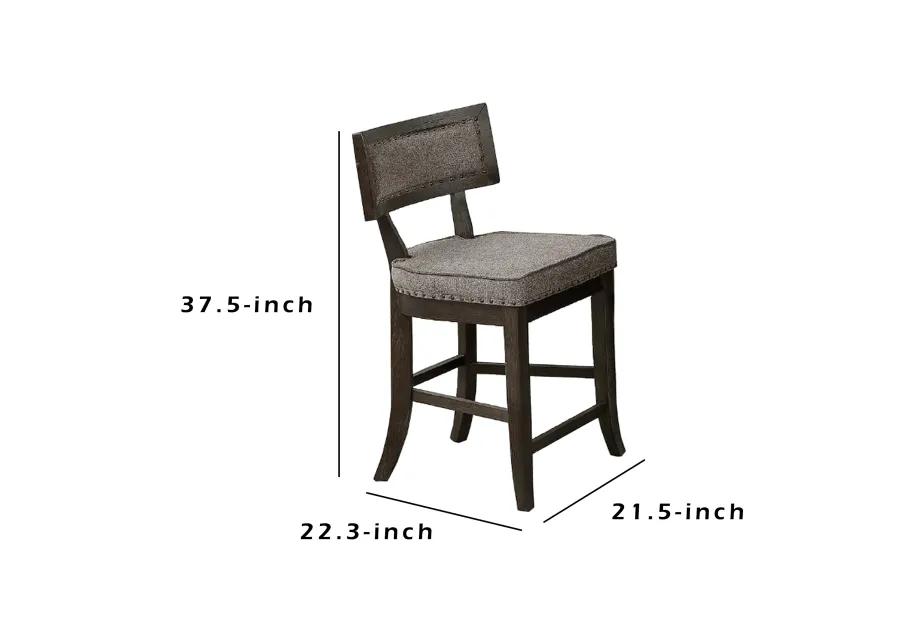 Curved Top Wooden High Chair with Flared Legs, Set of 2, Gray - Benzara