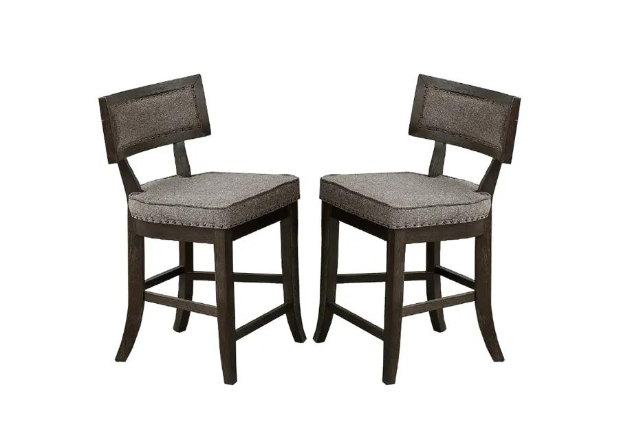 Curved Top Wooden High Chair with Flared Legs, Set of 2, Gray - Benzara