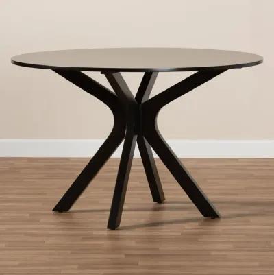 Dark Brown Finished 45-Inch-Wide Round Wood Dining Table