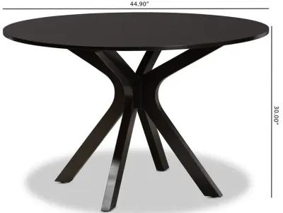 Dark Brown Finished 45-Inch-Wide Round Wood Dining Table