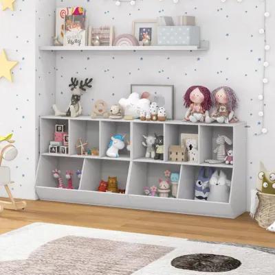 5-Cube Wooden Kids Toy Storage Organizer with Anti-Tipping Kits-White