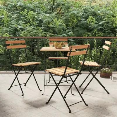 vidaXL Folding Bistro Chairs 4 pcs Solid Wood Teak and Steel