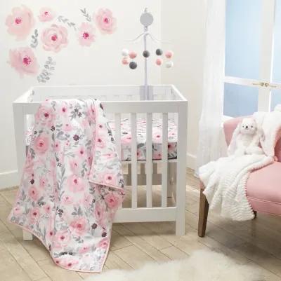 Bedtime Originals Blossom Fitted Mini Crib Sheet - Pink, Gray, White, Floral