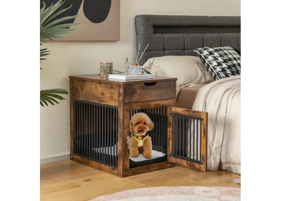 2-In-1 Dog House with Drawer and Wired Wireless Charging