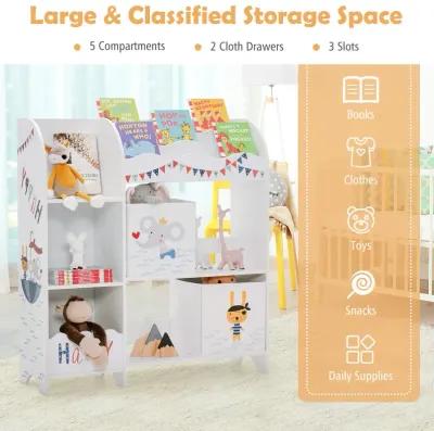 Kids Toy and Book Organizer Children Wooden Storage Cabinet with Storage Bins